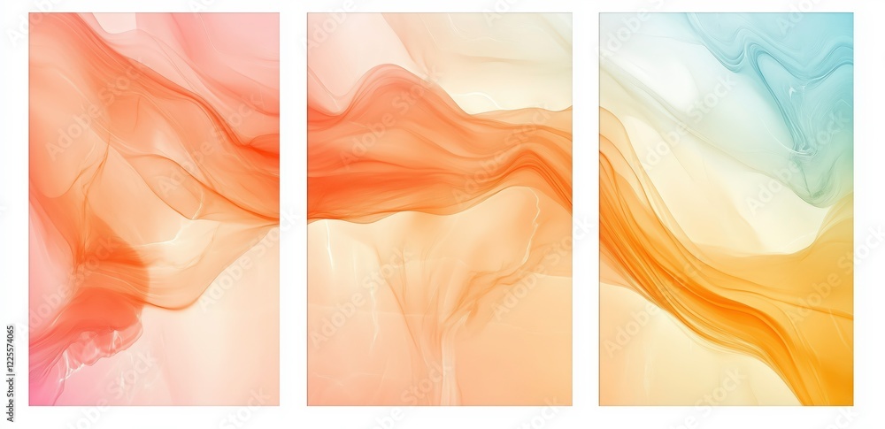 Poster abstract fabric triptych: a trippy and whimsical art piece featuring three panels of colorful fabric