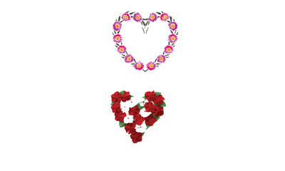 Colorful heart shape made from flowers