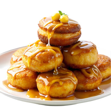 Tasty bunia banana fritters with honey drizzle