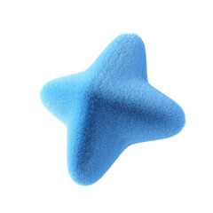 Plush star shape isolated on white background. 3d design element.