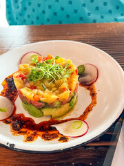 Fresh tuna tartare with avocado and mango