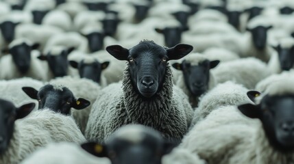 black sheep among white sheep, Realistic photography
