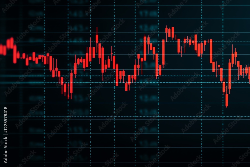 Poster dynamic stock market chart displaying fluctuations in financial data.