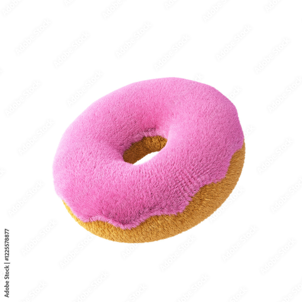 Poster plush donut icon isolated on white background. 3d design element.