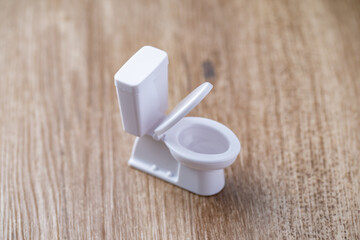 White toy toilet bowl.
Bathroom image.

