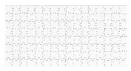 White puzzles, background. Puzzles grid, blank template. 3D rendering isolated on transparent background