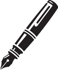 Silhouette vector EPS icon of a classic fountain pen with an elegant design, perfect for writing, stationery, office, or creative design projects.