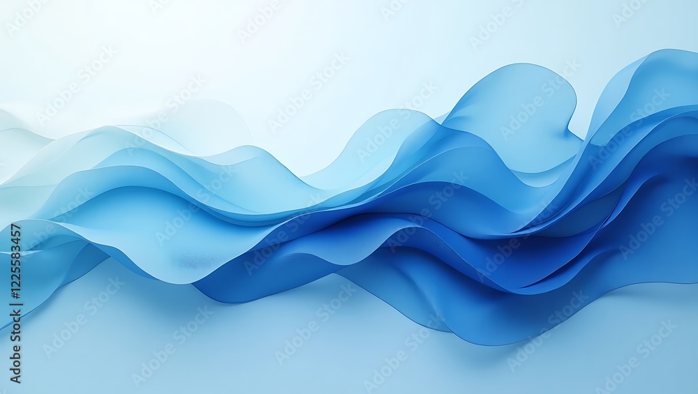 Poster abstract blue wave background generative ai.