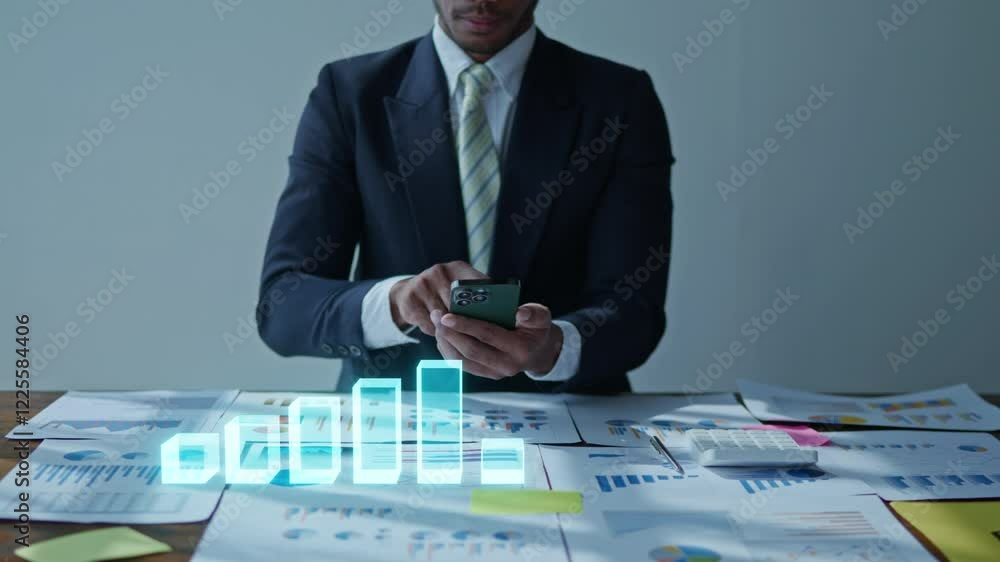 Poster close up of hands working and calculate on business financial and marketing on paperwork and present