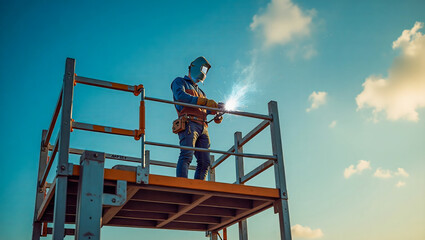  AI-generated images of a working welder on the construction site