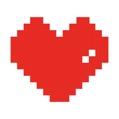 Fototapeta premium Red Pixel Heart On White Background 