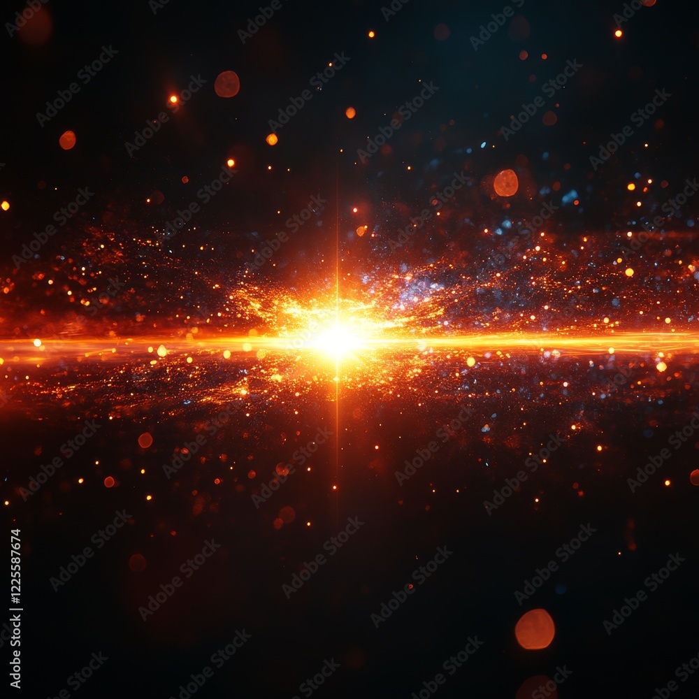 Aufkleber vibrant cosmic explosion illuminated by fiery particles in a dark universe creates a dazzling displa