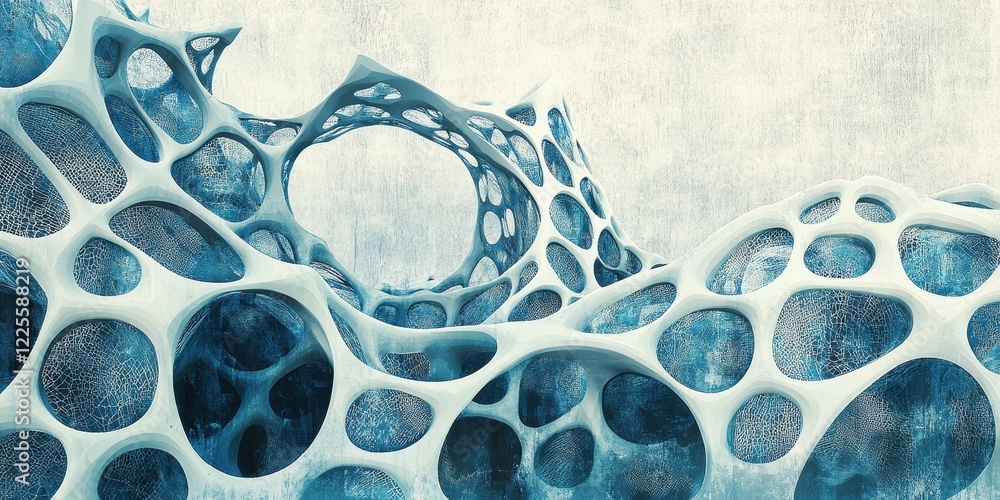 Poster abstract architectural design with organic forms and openings