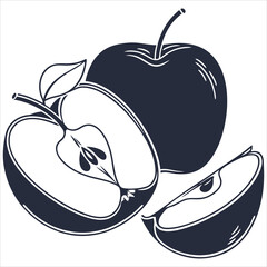  silhouett apple image on white background