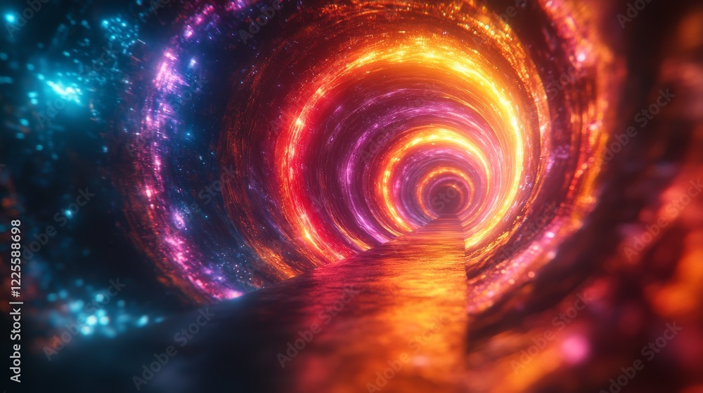 Aufkleber vivid colors swirl in an endless tunnel of light, creating a mesmerizing journey through a cosmic pa
