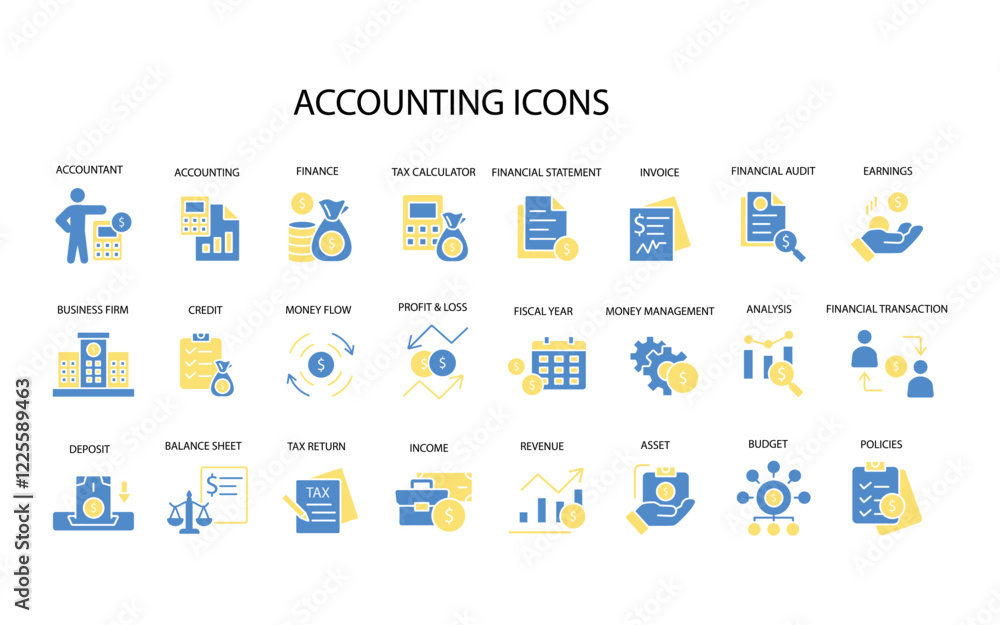Poster accounting icon set.vector.editable stroke.linear style sign for use web design,logo.symbol illustra