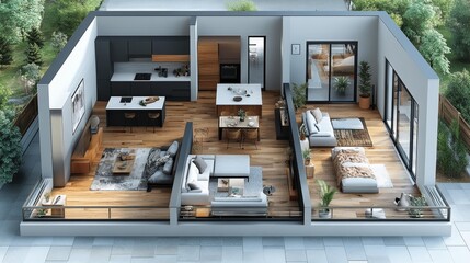 Fototapeta premium Modern architecture with a spacious layout and pool. Generative AI
