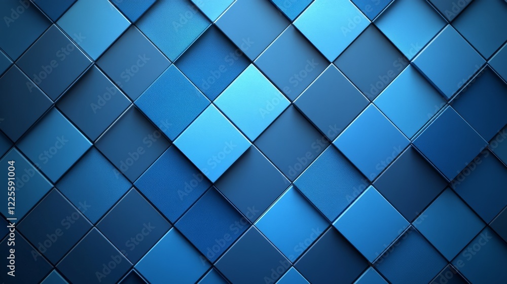 Poster exploring the intricate patterns of blue geometric tiles in a modern design space, showcasing creati