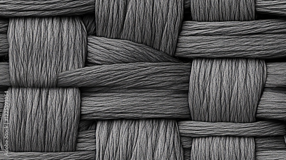 Poster Textured weaving of muted gray fibers showcases intricate craftsmanship in a close-up view against soft lighting