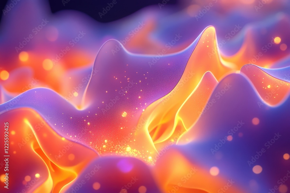 Poster abstract colorful waves of energy creating a mesmerizing visual display at night