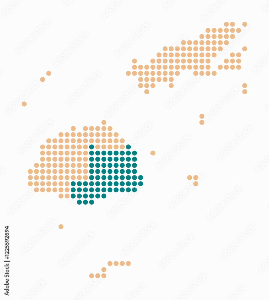Poster fiji dotted map. digital style map of the country on white background. fiji shape with circle dots. 