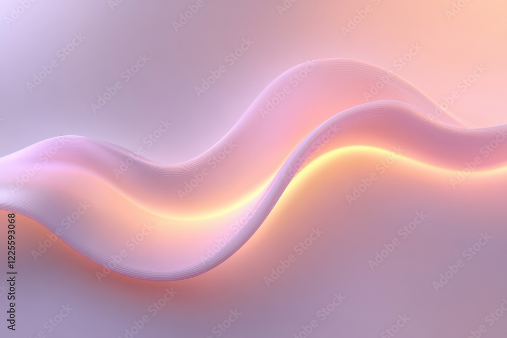 Poster Soft waves of light flow gently across a pale background creating an ethereal atmosphere