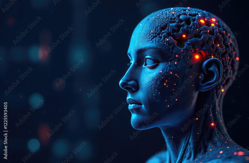 Poster artificial intelligence, machine and deep learning, modern computer technologies, internet of things