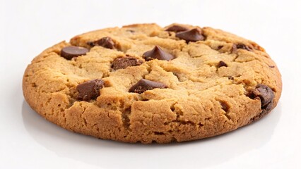 tempting tower of golden-brown chocolate chip cookies, freshly baked isolated white background
