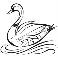 silhouette duck image on white background 