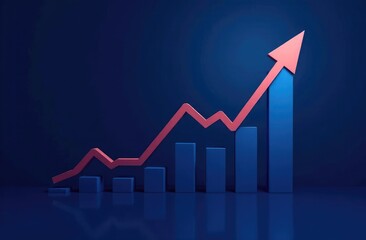 Growth business strategy arrow concept on success target improvement background with increase development graph profit or creative goal achievement leadership forward and financial market direction