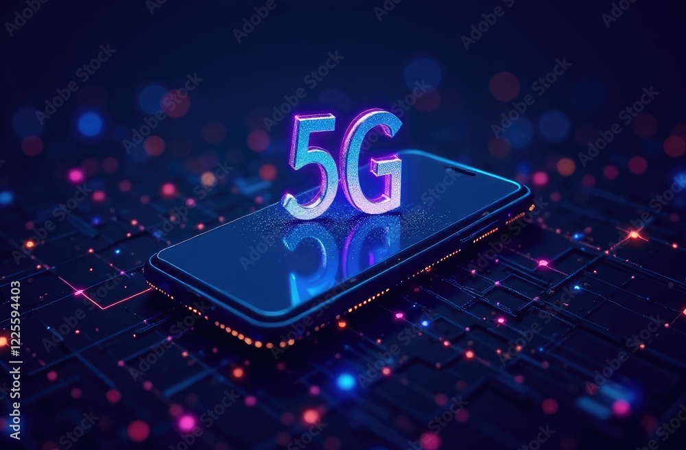 Aufkleber 5g or 6g dot line mobile technology. wireless data network and connection technology concept. high-s