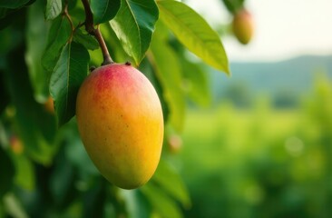 Mango tree and farm Blur background