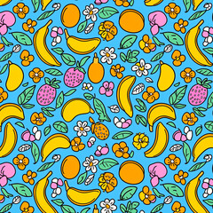 Obraz premium seamless pattern with flowers and bananas