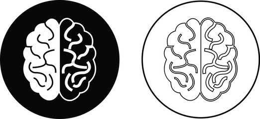 Human internal organ anatomy brain con Set. Brain mental healthcare sign collection flat and line vector isolated on transparent background. Science symbol skin layer intestine linear Pictogram.