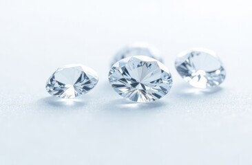 Beautiful dazzling diamonds on white background, set 