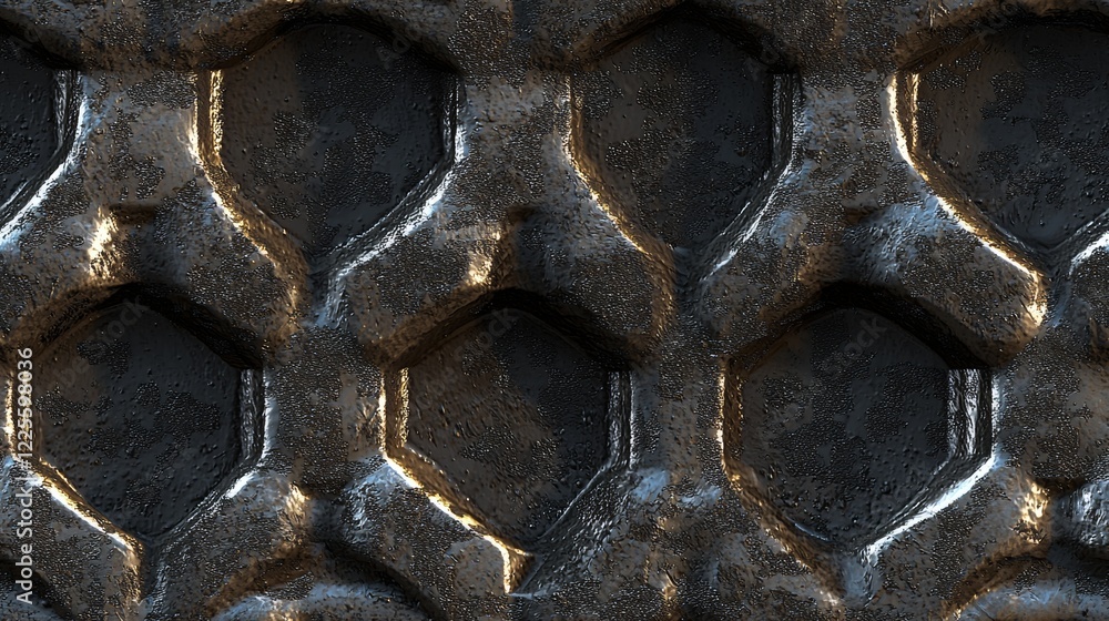 Leinwandbilder Intricate hexagonal patterns illuminated by soft light create a striking visual on a textured surface