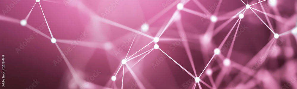 Aufkleber Network mesh connecting points of data on pink background