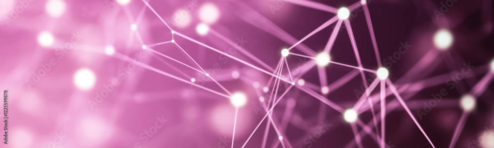 Poster Pink plexus network mesh glowing connecting dots and lines