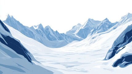 Fototapeta premium Serene Snow-Covered Mountain Landscape with Majestic Peaks and Clear Blue Sky