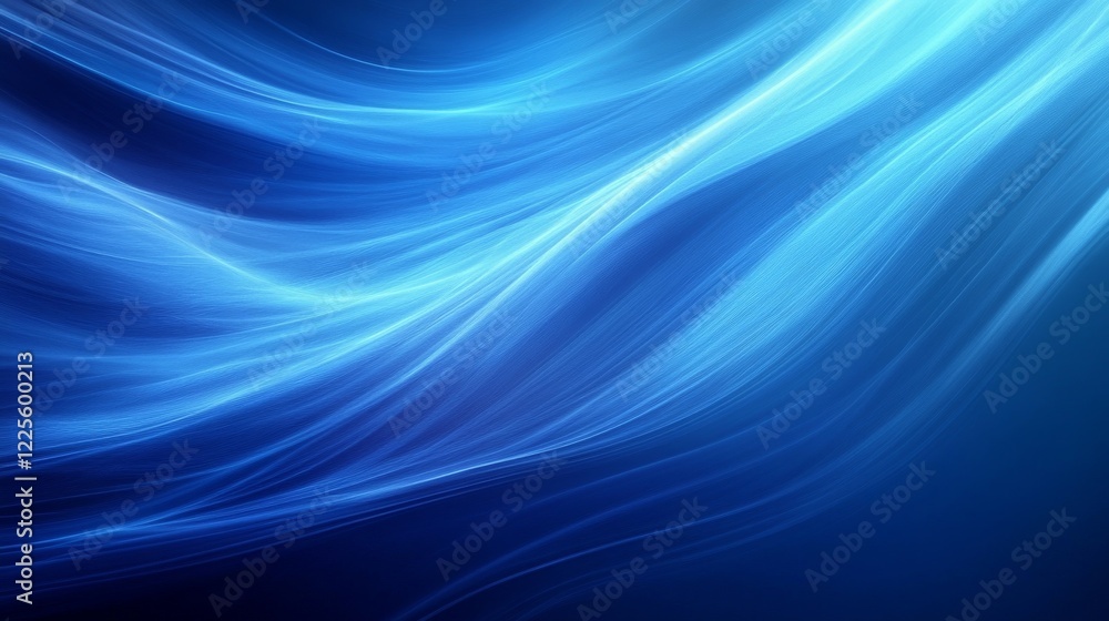 Poster Swirling blue waves creating an ethereal atmosphere of tranquility and motion under the soft glow of light during a serene evening