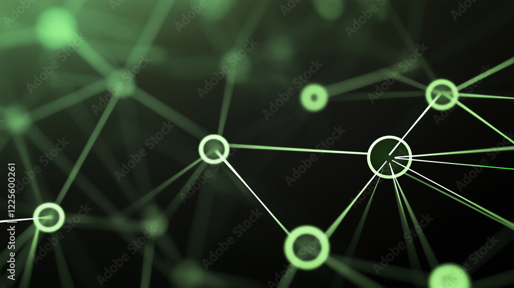 Poster network connections showing interconnected nodes glowing green on black background