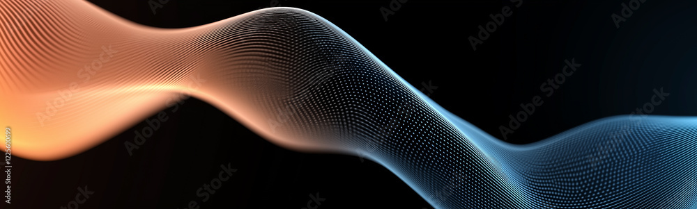 Aufkleber abstract wave of colorful dots flowing on black background