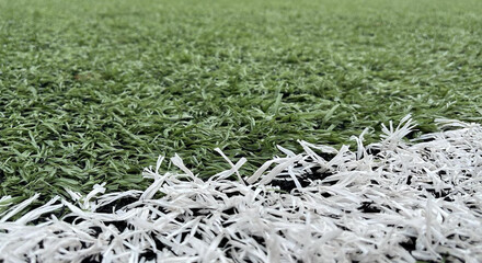 White line marking on football field