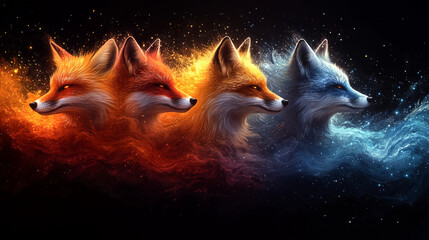 red fox in the night sky