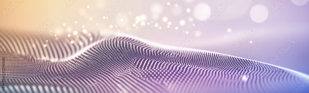 Poster abstract particles wave flowing over colorful background
