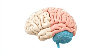 Detailed view of a brain model showing structure.