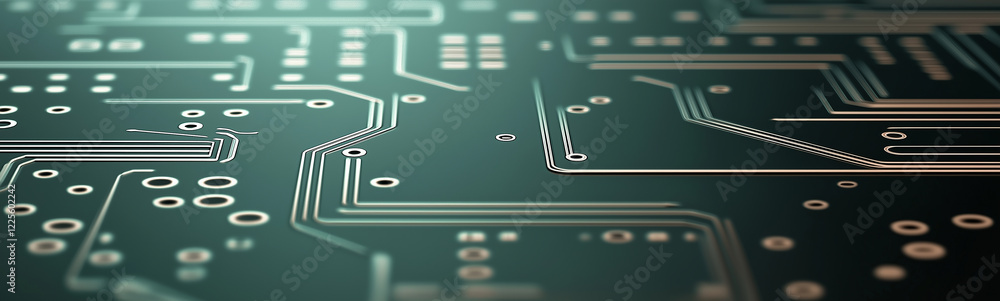 Poster Electronic circuit board showing computer technology and data processing