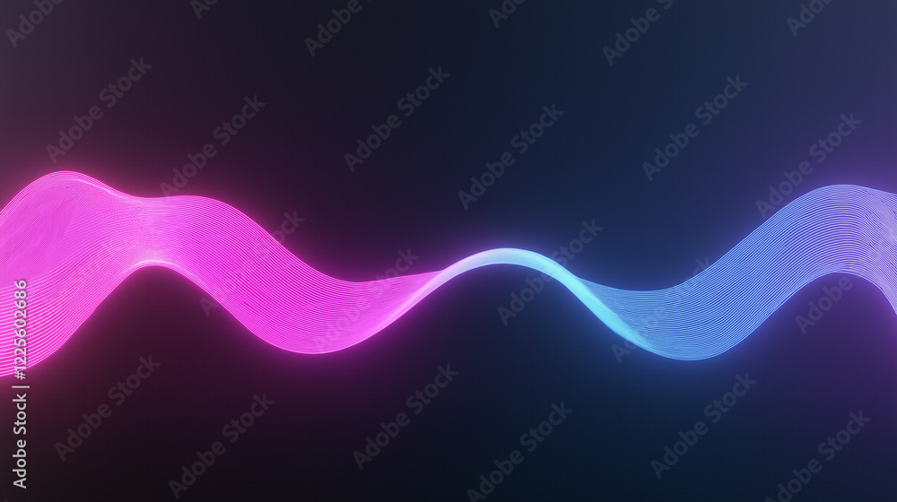 Poster abstract neon wavy lines flowing on dark background
