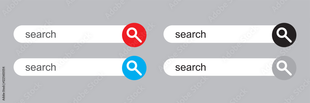 Poster magnifying glass search button and microphone web elements