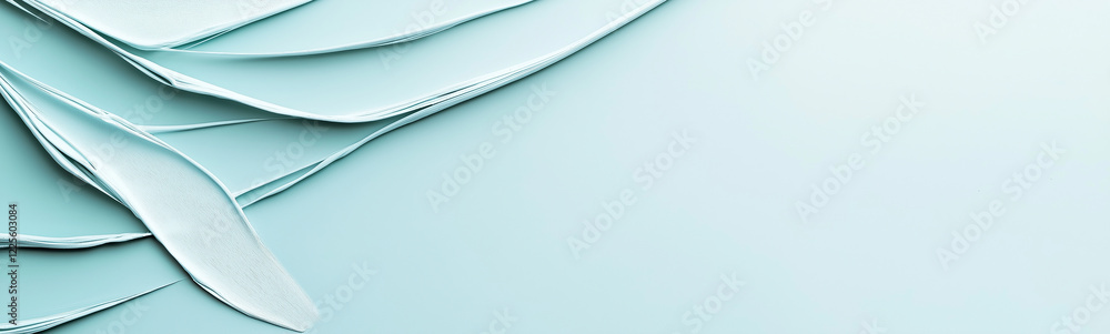 Poster light blue paint brush strokes creating abstract design on canvas background